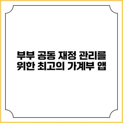 부부 공동 재정 관리를 위한 최고의 가계부 앱