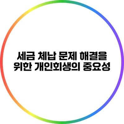 세금 체납 문제 해결을 위한 개인회생의 중요성