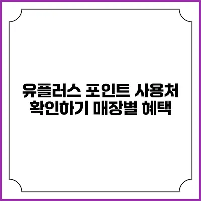 유플러스 포인트 사용처 확인하기 매장별 혜택
