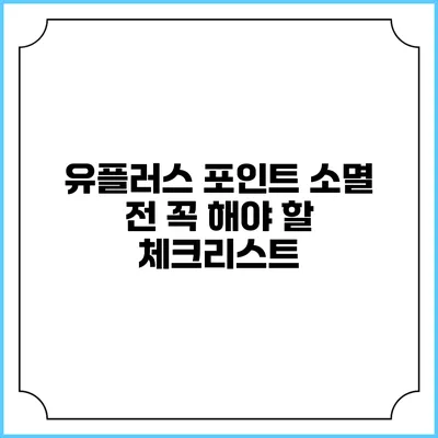 유플러스 포인트 소멸 전 꼭 해야 할 체크리스트