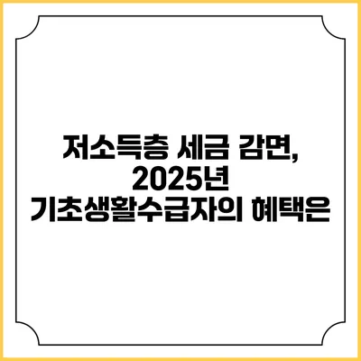 저소득층 세금 감면, 2025년 기초생활수급자의 혜택은?