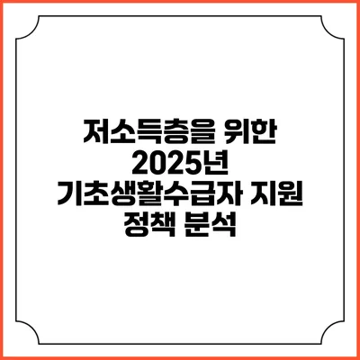 저소득층을 위한 2025년 기초생활수급자 지원 정책 분석