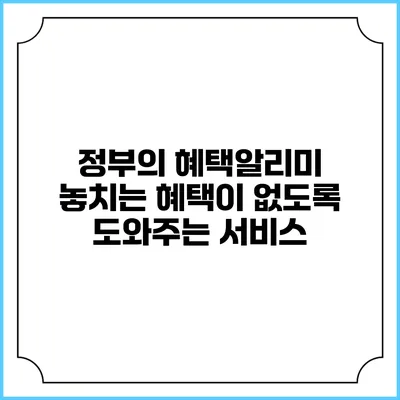 정부의 혜택알리미 놓치는 혜택이 없도록 도와주는 서비스