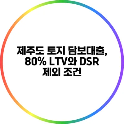 제주도 토지 담보대출, 80% LTV와 DSR 제외 조건