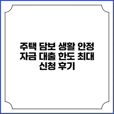 주택 담보 생활 안정 자금 대출 한도 최대 신청 후기