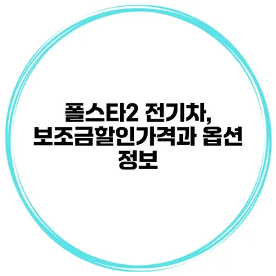 폴스타2 전기차, 보조금할인가격과 옵션 정보