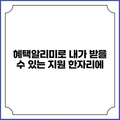 혜택알리미로 내가 받을 수 있는 지원 한자리에