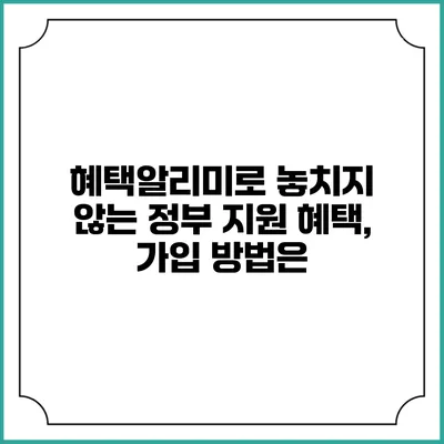 혜택알리미로 놓치지 않는 정부 지원 혜택, 가입 방법은?