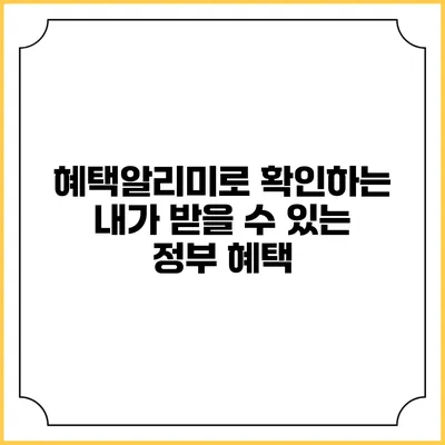 혜택알리미로 확인하는 내가 받을 수 있는 정부 혜택