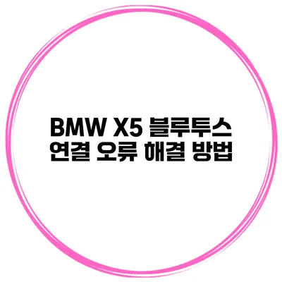 BMW X5 블루투스 연결 오류 해결 방법