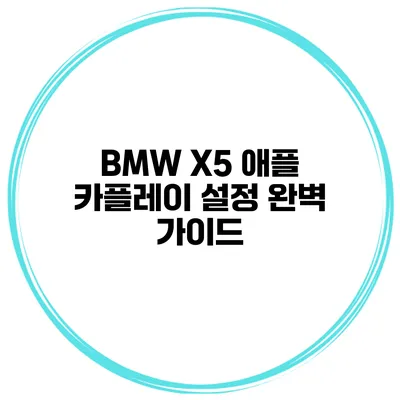 BMW X5 애플 카플레이 설정 완벽 가이드