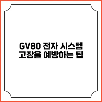 GV80 전자 시스템 고장을 예방하는 팁