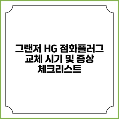 그랜저 HG 점화플러그 교체 시기 및 증상 체크리스트