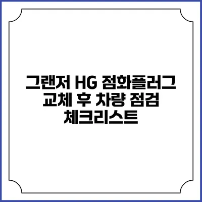 그랜저 HG 점화플러그 교체 후 차량 점검 체크리스트