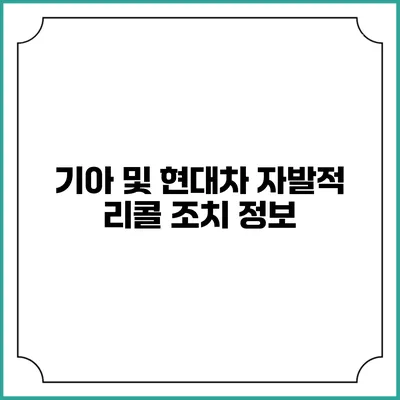 기아 및 현대차 자발적 리콜 조치 정보