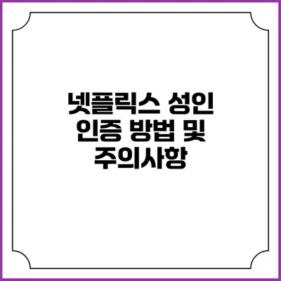 넷플릭스 성인 인증 방법 및 주의사항