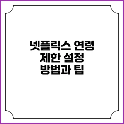 넷플릭스 연령 제한 설정 방법과 팁