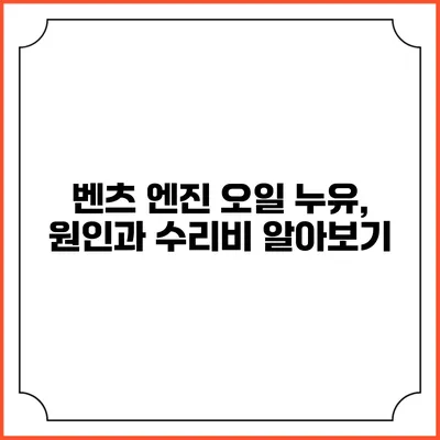 벤츠 엔진 오일 누유, 원인과 수리비 알아보기
