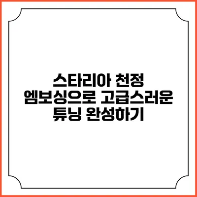 스타리아 천정 엠보싱으로 고급스러운 튜닝 완성하기