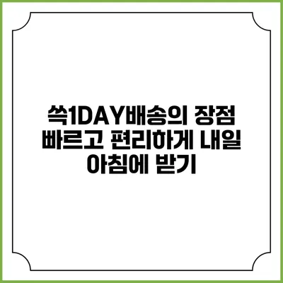 쓱1DAY배송의 장점 빠르고 편리하게 내일 아침에 받기