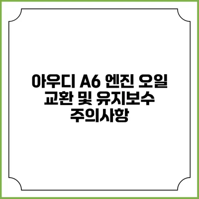 아우디 A6 엔진 오일 교환 및 유지보수 주의사항