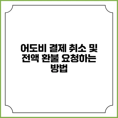어도비 결제 취소 및 전액 환불 요청하는 방법