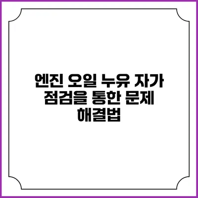 엔진 오일 누유 자가 점검을 통한 문제 해결법