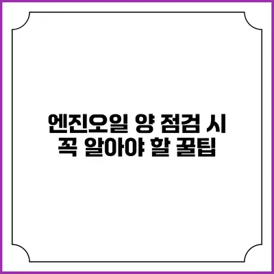 엔진오일 양 점검 시 꼭 알아야 할 꿀팁