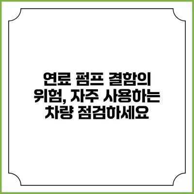 연료 펌프 결함의 위험, 자주 사용하는 차량 점검하세요