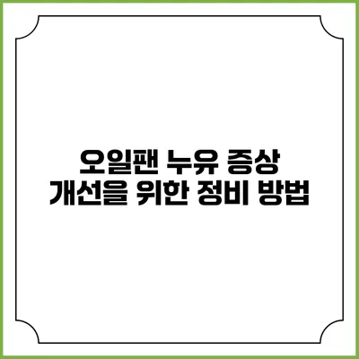 오일팬 누유 증상 개선을 위한 정비 방법