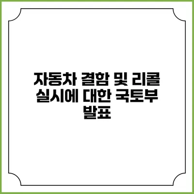 자동차 결함 및 리콜 실시에 대한 국토부 발표