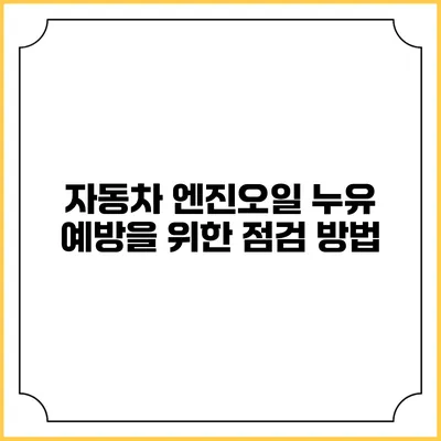 자동차 엔진오일 누유 예방을 위한 점검 방법