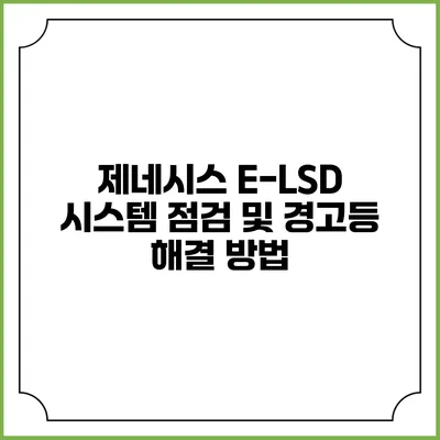 제네시스 E-LSD 시스템 점검 및 경고등 해결 방법