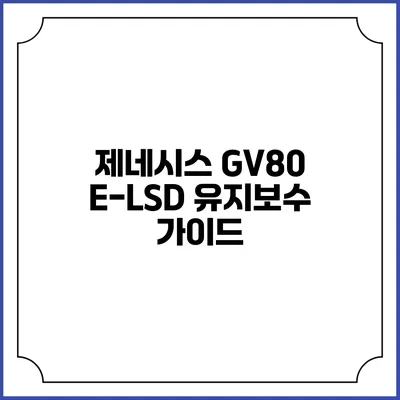 제네시스 GV80 E-LSD 유지보수 가이드