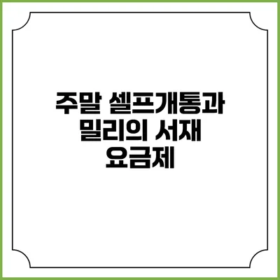 주말 셀프개통과 밀리의 서재 요금제