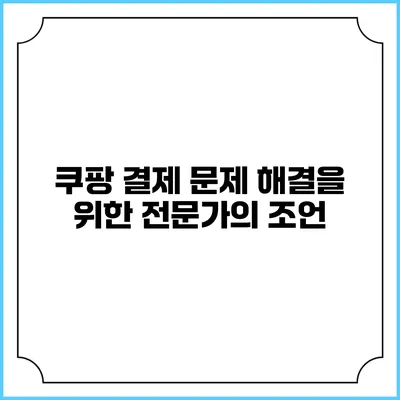 쿠팡 결제 문제 해결을 위한 전문가의 조언
