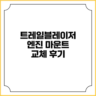 트레일블레이저 엔진 마운트 교체 후기