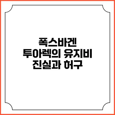 폭스바겐 투아렉의 유지비 진실과 허구