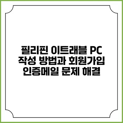 필리핀 이트래블 PC 작성 방법과 회원가입 인증메일 문제 해결