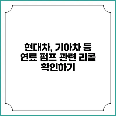 현대차, 기아차 등 연료 펌프 관련 리콜 확인하기