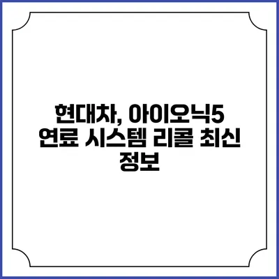 현대차, 아이오닉5 연료 시스템 리콜 최신 정보